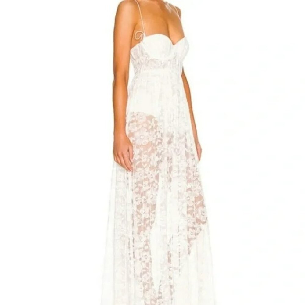 For love and Lemons Lorena Maxi dress bustier white lace Romantic Coquette.SZ S - Picture 3 of 4